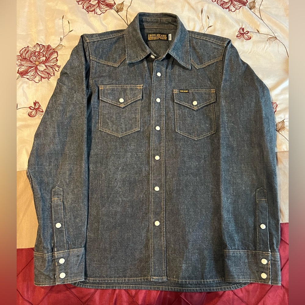 Iron Heart Western Extra Heavy Denim Shirt 12 Oz Blue Índigo Xsmall!!